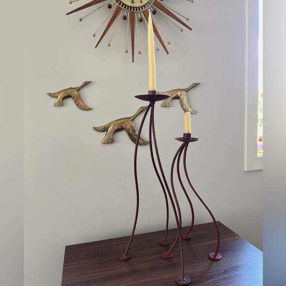 wrought iron candle stick pair - Picture 6 of 6